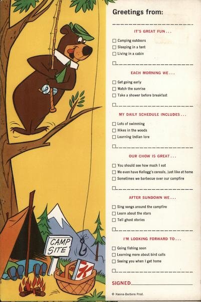 Yogi the Bear Fill in the Blank Camping Blank Destinations