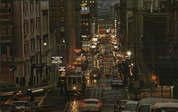 Busy Cable Cars, Powell Street Hill San Francisco California