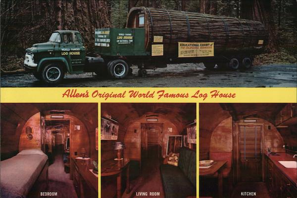 Allen's Original World Famous Redwood Log House Cars