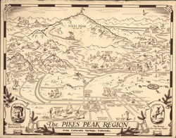 Map of Pikes Peak Region Maps Postcard Large Format Postcard Large Format Postcard