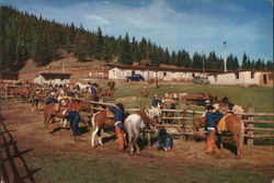 Preparing For the Trail Ride Cowboy Western Postcard Large Format Postcard Large Format Postcard