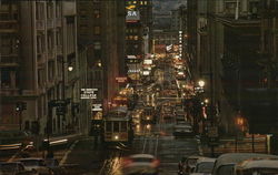 Busy Cable Cars, Powell Street Hill Large Format Postcard