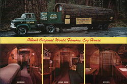 Allen's Original World Famous Redwood Log House Large Format Postcard