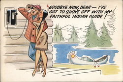 Sportsman Calling On Phone w/Arm Around Indian Maiden Sportsman Calling On Phone w/Arm Around Indian Maiden