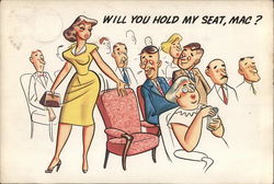 Will You Hold My Seat, Mac? Large Format Postcard