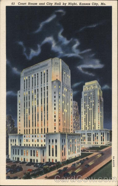 Court House and City Hall by Night Kansas City Missouri