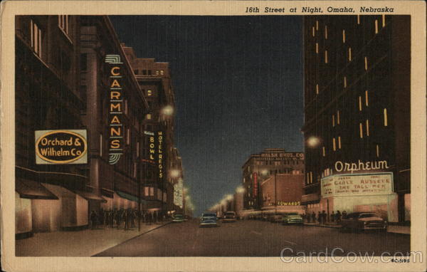 16th Street at Night Omaha Nebraska