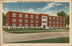 Memorial Hall, Southwest Baptist College Postcard