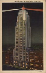 Lincoln Tower by Night Fort Wayne, IN Postcard Postcard Postcard