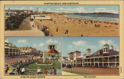 View of Beach, Ocean Avenue and Casino Postcard