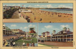 View of Beach, Ocean Avenue and Casino Hampton Beach, NH Postcard Postcard Postcard