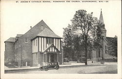 St. Jerome's Catholic School, Parsonage and Church Postcard