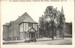 St. Jerome's Catholic School, Parsonage and Church Oconomowoc, WI Postcard Postcard Postcard