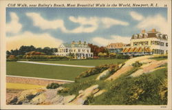 Cliff Walk near Bailey's Beach Newport, RI Postcard Postcard Postcard