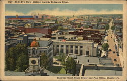 Birds Eye View towards Delaware River Chester, PA Postcard Postcard Postcard