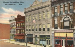 Masonic Hall and Post Office Mount Carmel, PA Postcard Postcard Postcard