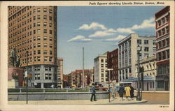 Park Square showing Lincoln Statue Postcard