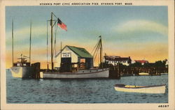 Hyannis Port Civic Association Pier Massachusetts Postcard Postcard Postcard