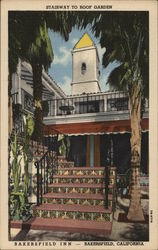 Stairway to Roof Garden, Bakersfield Inn California Postcard Postcard Postcard