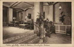 Hotel LaFontaine - Lobby Huntington, IN Postcard Postcard Postcard