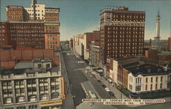 Washington Street Looking West from Pennsylvania Postcard