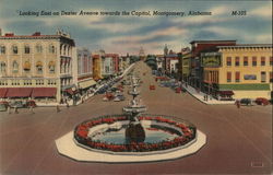Looking East on Dexter Avenue towards the Capitol Montgomery, AL Postcard Postcard Postcard