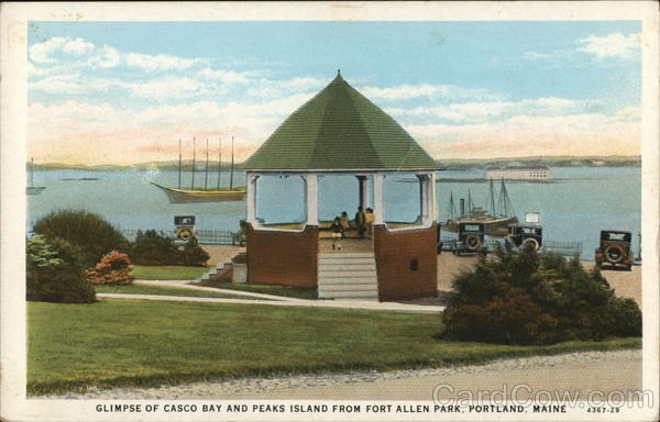 Glimpse of Casco Bay and Peaks Island from Fort Allen Park Portland Maine