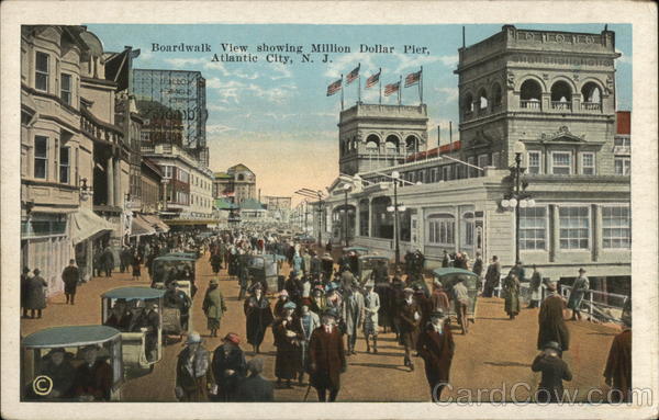 Boardwalk View Showing Million Dollar Pier Atlantic City New Jersey