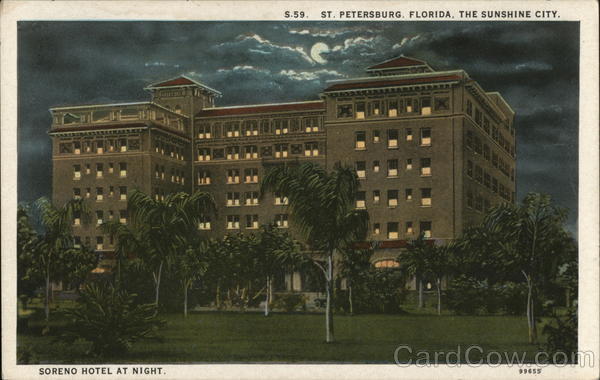 Soreno Hotel at Night. The Sunshine City St. Petersburg Florida