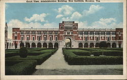 Court View, Administration Building, Rice Institute Postcard