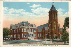 Sacred Heart Church, Parochial Residence Laconia, NH Postcard Postcard Postcard