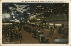 Rolling Chair Parade, Boardwalk by Night Atlantic City, NJ Postcard Postcard Postcard
