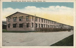 Barracks and Street Scene Fort Meade, MD Postcard Postcard Postcard