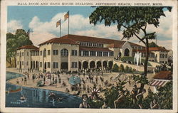 Ball Room and Bath House Building, Jefferson Beach Detroit, MI Postcard Postcard Postcard