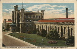 Entrance and East Wing, Cell House, Looking West, Illinois State Penitentiary Postcard