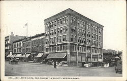 Hall and Lewis Block, Cor. Coloney & Main St. Postcard