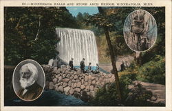 MInnehaha Falls and Stone Arch Bridge Minneapolis, MN Postcard Postcard Postcard