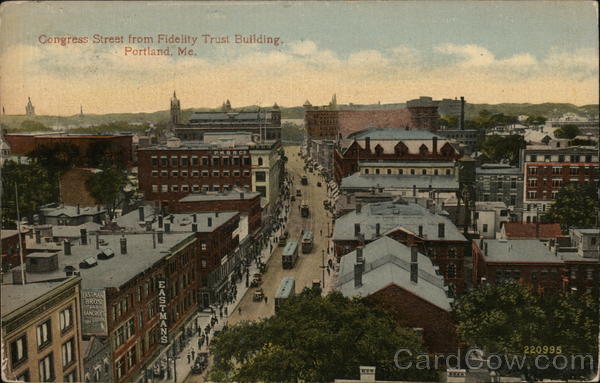 Congress Street from Fidelity Trust Building Portland Maine