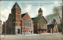 Merriam Memorial Building and 1st Baptist Church Leominster, MA Postcard Postcard Postcard