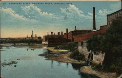 Merrimac River, Showing Mills Lawrence, MA Postcard Postcard Postcard