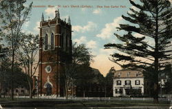 Leominster, Mass. St. Lee's Church (Catholic) View from Carter Park Postcard