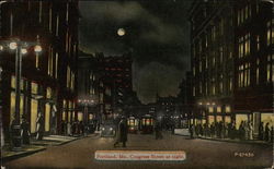 Congress Street at Night Portland, ME Postcard Postcard Postcard