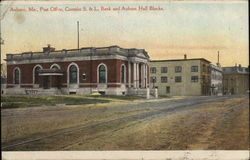 Post Office, Coombs S. & L. Bank and Auburn Hall Blocks Maine Postcard Postcard 