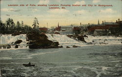 Lewiston Side of Falls Maine Postcard Postcard Postcard