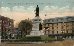 Soldiers and Sailors' Monument, Monument Square Portland, ME Postcard Postcard Postcard