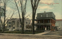 Aldrich Library and City Hotel Postcard