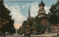 Court House and Baptist Church Rutland, VT Postcard Postcard Postcard