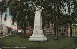 Soldiers Monument Burlington, VT Postcard Postcard Postcard