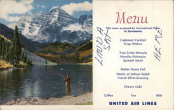 Scenic Maroon Bells United Airlines Menu Postcard