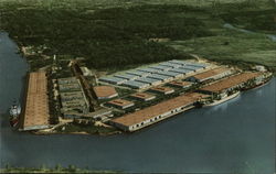 Aerial View of the Port of Lake Charles Louisiana Postcard Postcard Postcard